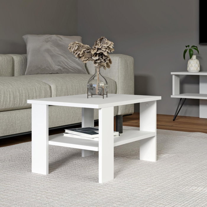 Hanah Home Duama - Mesa de centro blanca